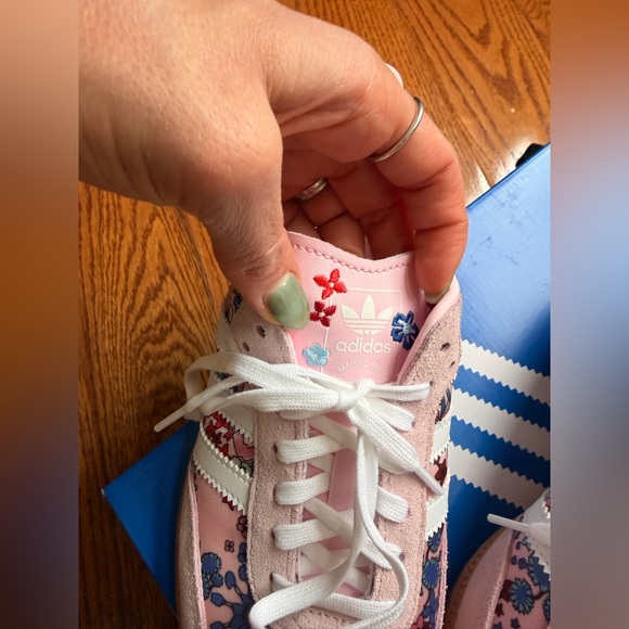 adidas Pink Floral Lace-Up Sneakers - Picture 8 of 9